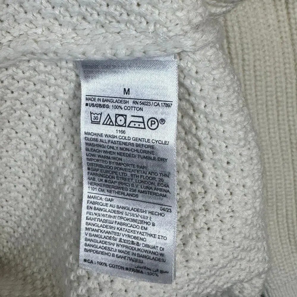 Gap‎ Fisherman Chunky Knit Cardigan Cream 100% Cotton Grandpacore Men’s - Size M